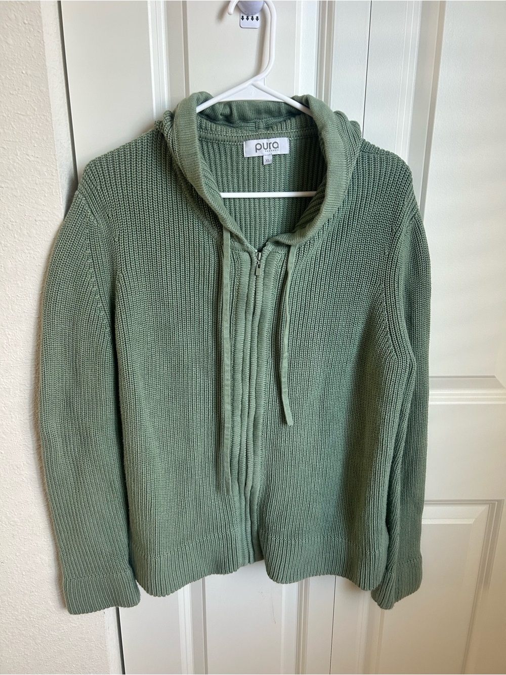 Pura Cashmere XL 100% Supima Cotton Knit Hooded Sweater